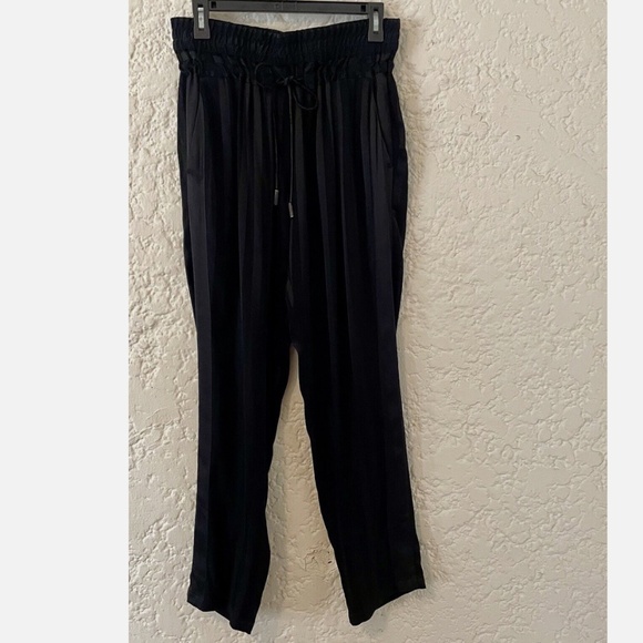 The Kooples Loose Black Viscose Trousers w/ Stripes, Size 2 (Medium) Silky Pant - Picture 10 of 10